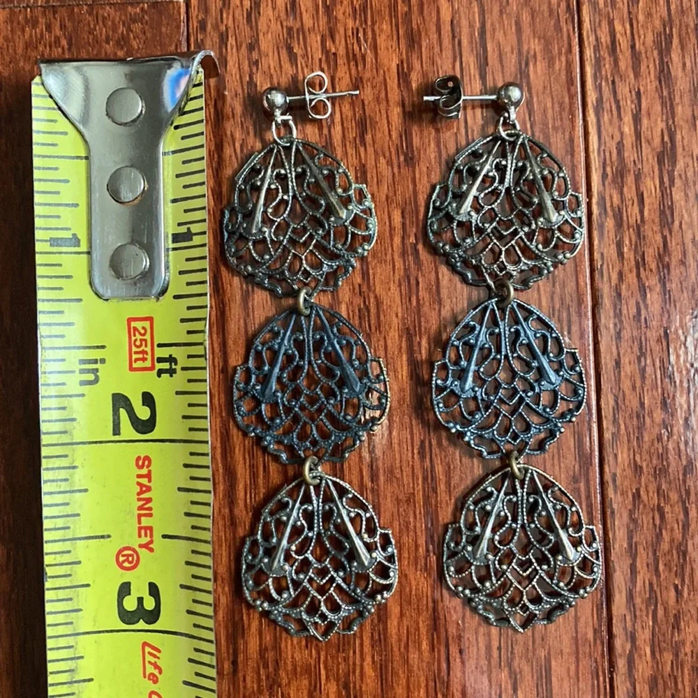 Vintage Boho Filigree Chandelier Drop Earrings